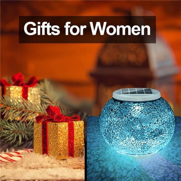 Color Changing Solar Powered Glass Ball Garden Lights, Table Lamps Waterproof - Picture 4 of 7